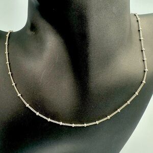 925 Sterling Silver Long Beaded Chain Necklace – Layering Minimalist Jewelry